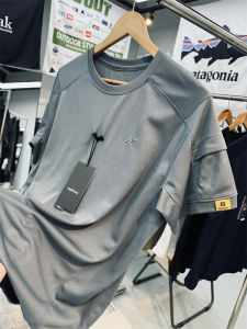 Mens Outdoor Climbing Short Sleeve round Neck T-Shirt Quick Dry Cotton Polyester Spring Summer Casual Outdoor Wear