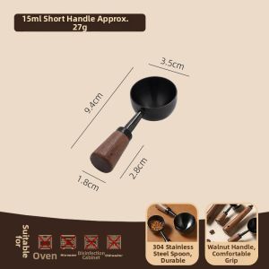Long Handle Walnut Wood Stainless Steel Coffee Measuring Spoon