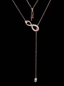 🖤Swarovski🖤Swarovski Infinity series จี้เพชรสีโรสโกลด์ สร้อยคอรูปตัว Y สร้อยคอแฟชั่นผู้หญิงเงินแท้ 925 (XL-MGJS89987085209) สร้อยคอคู่รักสไตล์ดีไซน์คลาสสิก ของขวัญพิเศษสำหรับแฟนหรือแฟนของคุณ