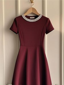 [Datgril Customization] Autumn French Style Temperament Socialite Fancy Goddess Temperament Wine Red Dress Children