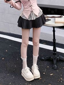 Reiss Ballet Girl Sweet Slim Fit Lace Top Half Skirt Two Piece Set for Teenage Girls Lightweight Long Sleeve Casual Outfit