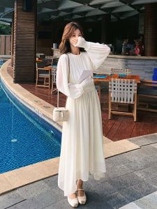 White Butterfly Knot Backless Long Sleeve Dress Womens Spring Fashion 2025 New Tea Break French Unique Beautiful Long Dress