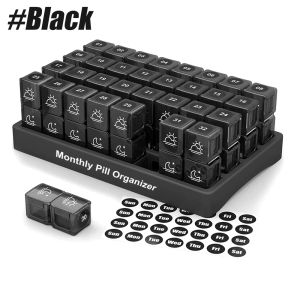 1PCS Monthly Pill Organizer 2 Times A Day One Month Pill Box AM PM 31 Day Pill Case Small Compartments To Hold Vitamin