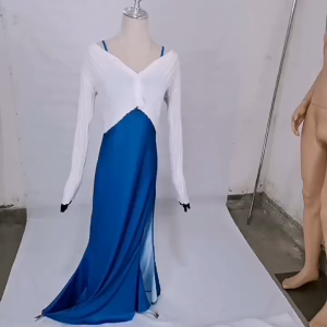 Genshin Shenhe Cosplay Costume Womens Summer Casual Slip Dresses Spaghetti Strap Bodycon Maxi Dress Blue Evening Dress