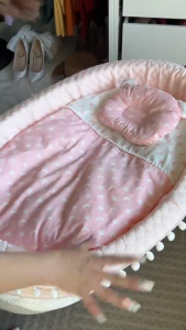 Playpark Portable Baby Bed Cotton Baby Nest with Baby Pillow Removable Newborn 3 in 1 Bed Set for Baby