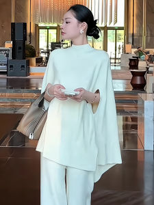 XIYUQI | Laid-back Style Loose and Slim Fitting White Batwing Top