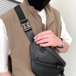 New Men Chest Bag Casual Crossbody Fanny Pack Multifunctional Sports Sling Bag Outdoor Cycling Shoulder Waist Bag Travel Daypack
