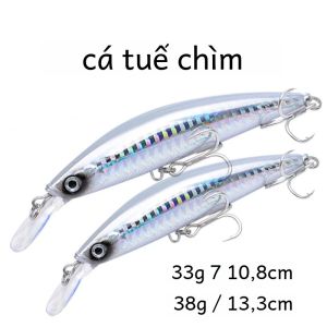 2 Chiếc MINNOW Mồi Câu Cá Bộ 33G/38G Đánh Chìm Mồi Dài Đúc Mồi Câu Đại Dương Sông Hồ Bãi Biển Câu Cá