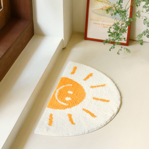 VIKAMA Cute Smiling Face Sun Printed Shape Bath Mat Bathroom Non Slip Carpet Bedroom Soft Floor Mat Home Decoration