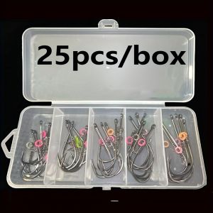 25pcs/Box Shrimp Back Hook Spring Live Shrimp Rigged Ready-Made Lure for Sea Bass and Rockfish Fishing 1/0-5/0hook