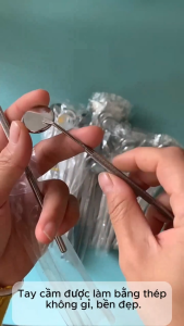 Gương Soi Răng Inox  Cầm Tay – Combo 3 Cái – Dụng Cụ Nha Khoa Skincare Trang Điểm Chi Tiết