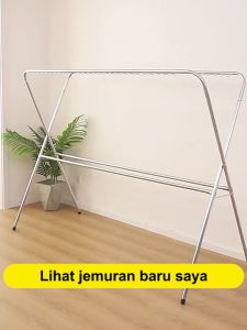 Tabung baja jemuran baju Jemuran Baju Stainless  2Tiang Stand hanger Minimalis Serbaguna