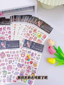 6Pcs/Lot Anime Cartoon Sanrio Fake Tattoo Sticker Mymelody Kuromi Cinnamoroll Temporary Tattoos Waterproof Tatto Art Tatoo Hand Arm For Child Boy Girl Kids gift