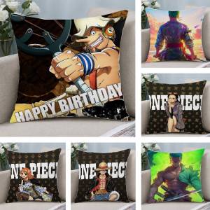 Bandai | One Piece Blackbeard Marshall Teach Anime Plush Pillow Cover Soft Short Plush Cushion Cover For Sofa Bedroom Home Decor Gift