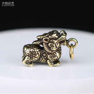 Handmade Solid Copper Brass Keychain Pendant Car Waist Hanging Ornament Lucky Creative Gift Metal Retro Pattern