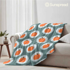 Beast Kingdom | Autumn Pumpkin Check Print Soft Warm Flannel Blanket Lightweight Cozy Christmas Halloween Home Decor Room