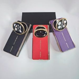 บัมเปอร์ชุบด้วยไฟฟ้าสถิตสำหรับออปโป้ไฟนด์ N5กรณีผู้ถือกรอบกระจกป้องกันบานพับหนัง