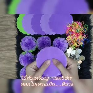 เซ็ต 5ชั้น ดอกไม้ต่างๆ กระดาษสาห่อเหรียญโปรยทานพร้อมหนังยาง ราคาถูก สำหรับห่อเหรียญโปรยทาน บูรณาชี้ บวช และบำรุงความงาม
