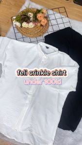 Siselyo Feli Crinkle Shirt Tops | Kemeja Crinkle - Kemeja Oversize - Kemeja Polos - Kemeja Wanita Overisize