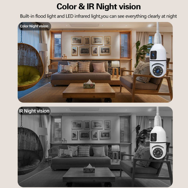 V380 Pro Dual Lens Dual Screens 5G 8MP E27 Bulb CCTV Camera no need ...