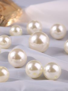 ลูกปัดไข่มุกประดับหินสีขาวบริสุทธิ์ DIY ลูกปัดขนาดใหญ่สำหรับทำสร้อยคอ ลูกปัดสีขาวบริสุทธิ์ อุปกรณ์ทำเครื่องประดับ