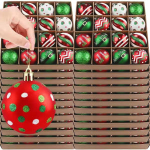 6/12Pcs Muticolor Christmas Balls Ornaments Red Gold Xmas Tree Hanging Pendant Holiday New Year Party Decoration Painted Baubles