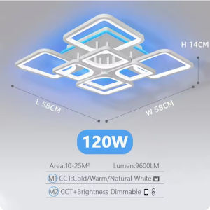 Modern Square Acrylic Backlight Ceiling Light LED Dimmable Ceiling Lamp with Remote Flush Mount Fixture for Living Room