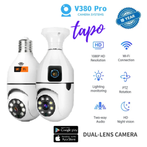 Bulb CCTV Camera WIFI Connect Cellphone 360 HD Dual Lens Surveillance Color Night Vision Two-Way Voice IP Security Cameras