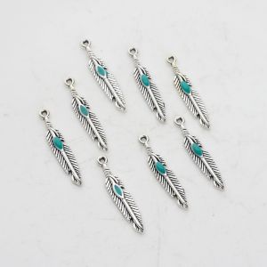 20pcs/lot 27*5MM Retro Zinc Alloy  Mini Feather Charms Pendant For DIY Jewelry Necklace Tassel Making Accessories