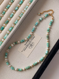 GOOYNN | Natural Stone Pearl Fresh Green Shell Necklace