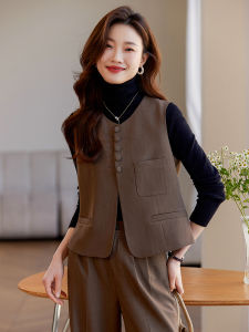 Caramel Short Vest Top Womens Outerwear Set 2025 New Spring Autumn Fashion Elegant Style Small Size High-End Feeling