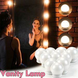 10 LED Vanity Mirror Light Bulbs KitDimmable Hollywood Makeup Wall Lamp with 3 Color Modes for Dressing TableBedroomBathroom