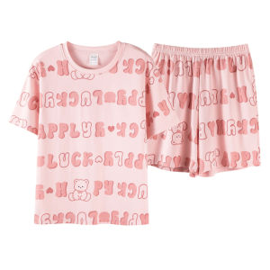 MiiOW | Catwoman Sleepwear Womens Summer Thin Short Sleeve Shorts Integrated Chest Pad Home Clothes Set Sweet Cute Style Cotton Breathable