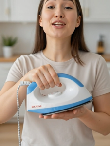ROYAL DELUXE YPF-2003A 1000W DRY WHITE IRON – NON-STICK SOLEPLATE QUICK HEAT UP RELIABLE PERFORMANCE