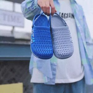 E-Star Mens Sandals Beach Shoes Thick Sole Slippers Anti slip Printed Perforated Shoes