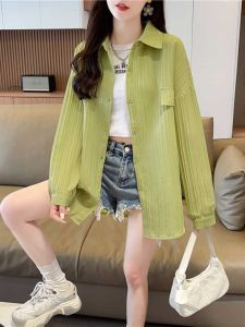 พลัสไซส์ ลำลอง เสื้อป้องกันแสงแดด เสื้อแจ๊กเก็ตบาง เสื้อยืดแขนสั้น ผู้หญิง ความยาวปานกลาง ปกโปโล โพลีเอสเตอร์ Blend