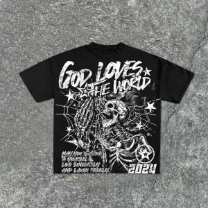 Áo Thun Nam Mùa Hè In Hình Đầu Lâu Chất Liệu Polyester Cổ Tròn Tay Dài Thoáng Khí Thoải Mái Thích Hợp Cho Hoạt Động Ngoài Trời.