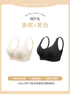 Lifting Seamless Underwear Womens Small Chest Push-up Breast Holding Push-up Sports Back Shaping Soft Support Adjustable Bra