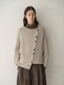 INSIS FEMME | Asymmetrical Hem Merino Wool Sweater Cardigan