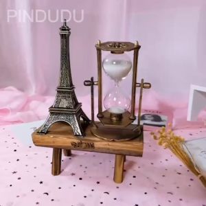 Paris Eiffel Tower Hourglass Figurine Statue Model Decoration Home Gifts Office Home Ornaments Decor with Vintage Style Exquisite Craftsmanship and High-quality Materials