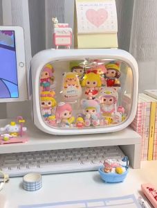 พร้อมส่ง กล่องใส่โมเดล พร้อมแถบไฟ กล่องใส่โมเดลโชว์ ชั้นวางโมเดล อะคริลิค กล่องใส่ตุ๊กตา กล่องทรงบับเบิล BlindBox กล่อง