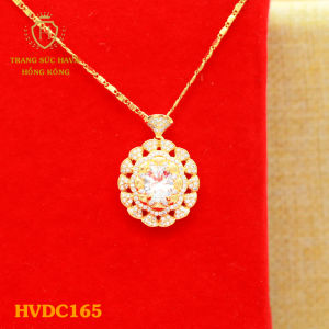 Dây Chuyền Nữ Vòng Cổ Nữ Mặt Tròn Đính Đá (Màu Trắng) Titan Xi Mạ Vàng Thật 10k 18k 24k Cao Cấp (Không Bị Đen) - Trang Sức Hava Hong Kong Phong Cách Thời Trang