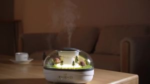 Raindrop Aroma Humidifier 400ml 2H/4H Timer Warm Light Essential Oil Diffuser Quiet Christmas Miniature Landscape Decor