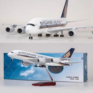 47cm Singapore A380 Airplane Model Toy kit 1/160 Scale Diecast Resin Airplane Model with Stand for Collections and Displays