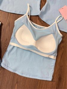ฤดูร้อนที่ยอดเยี่ยมดูดซับ Baby Blue Strapless Tank Top สําหรับผู้หญิง 2024 ใหม่มาถึงไม่มีแขน Backless Jacket