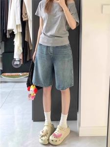 AIYITI | Quần Short Dáng Rộng Phong Cách Retro Mỹ Cao Waist