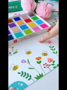 24 Colors Safety Pigment Educational Learning Toys for Kids Creative Finger Painting Pigment Washable Educational Learning Materials Kids Drawing Set Art Finger Painting Tool Kit