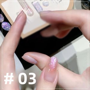 Bộ Sơn Móng Tay Gel Nhũ Trong Suốt 12ML 1-10 Chiếc Bảy Màu Hiệu Ứng Nhấp Nháy Làm Trắng Siêu Sáng Óng Ánh Như Ngọc Mạ Vàng Dành Cho Móng Mùa Thu