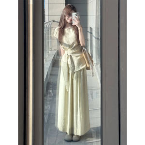 SUSIEYUAN | Yellow Summer Dress Waist-defining