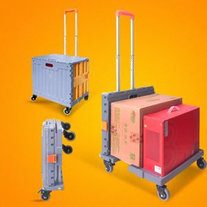 รถเข็นซื้อของพกพาสำหรับเลี้ยวง่าย รถเข็นน้ำหนักเบา รถเข็นเล็กแบบพับได้ รถเข็นที่ใช้งานง่ายสำหรับการเดินทางและเลี้ยงปลา